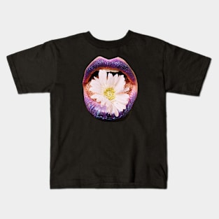 Collage Flower Lips, Retro Surrealism Kids T-Shirt